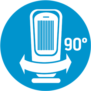 De oscillerende basis draait tot 90° en garandeert een versterkte warmteverdeling voor maximaal comfort!